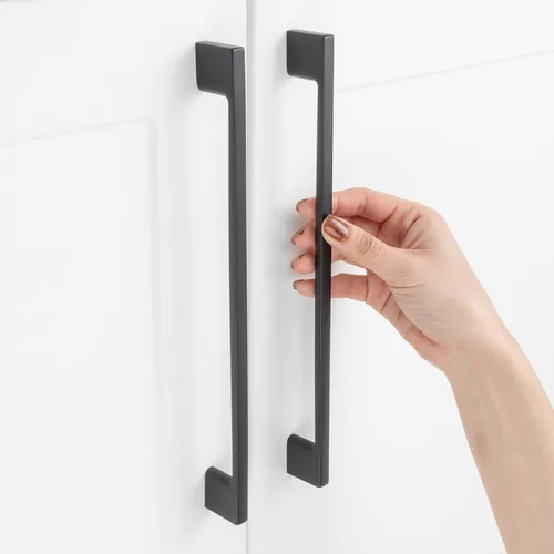Vista 9 de Paquete de 10 tiradores para gabinete de 3-3/4 pulgadas (96mm) de color negro mate, manijas de gabinete negro para cocina, accesorios de cocina
