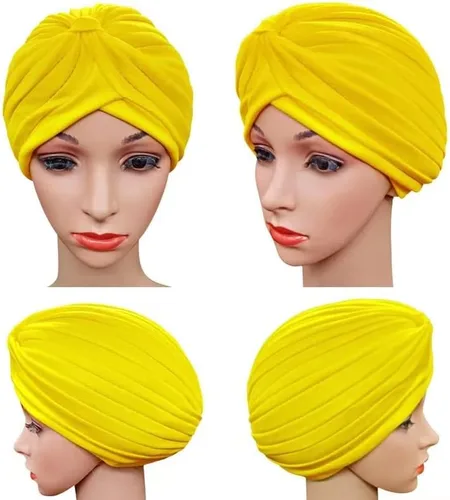 Vista 2 de Gorro de turbante para mujer, gorro africano de la India, para mujeres y niñas