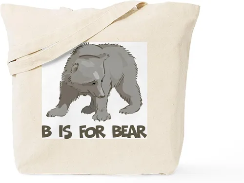 Vista 8 de CafePress B is for Bear Tote Bag Bolsa de asas de lona natural, bolsa de compras reutilizable