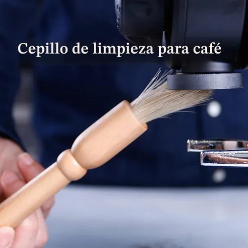 Vista 6 de Molinillo de café manual de madera, estilo vintage, molinillo de café de mano, molinillo de café con manivela de cerámica, cepillo de limpieza