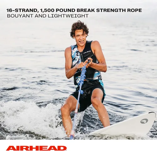 Vista 4 de Airhead Cuerda de wakesurf trenzada en espiral, 3 secciones, 16 pies