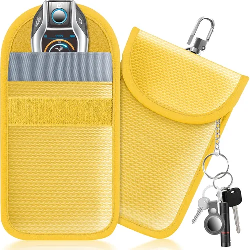 Vista 7 de lanpard Bolsa Faraday para Llaves de Coche, Bolsa Faraday, Soporte de Bloqueo de Señal RFID para Coche, Protector de Llavero, Jaula de Llavero Negro