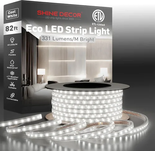 Vista 23 de Shine Decor Tira de luz LED fácil de conectar, 2800 K blanco cálido, resistente al frío, resistente a la intemperie para interiores y exteriores