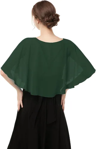 Vista 4 de Capelet de gasa para mujer, capas suaves, chales y envolturas para vestido de noche, capa de boda