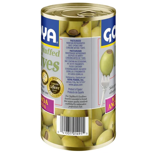 Vista 5 de Goya Foods Aceitunas Manzanilla rellenas con anchoas, 5.25 onzas (paquete de 12)