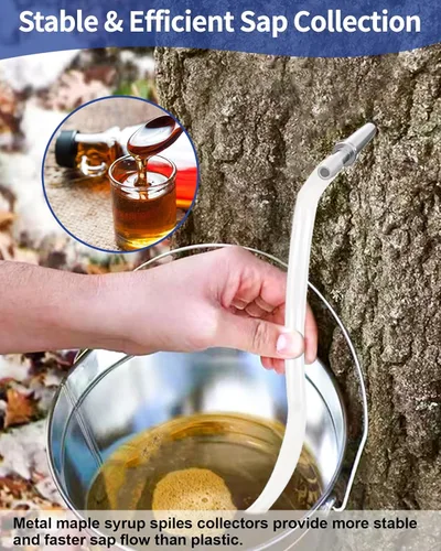 Vista 6 de CIMALAB Kit de roscado de jarabe de arce, juego de 6 juegos de roscado de árbol de arce, 6 grifos de jarabe de arce de acero inoxidable, 6 tubos