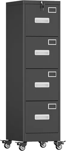 Vista 11 de METAN - Archivador móvil de 2 cajones con cerradura y ruedas, color negro
