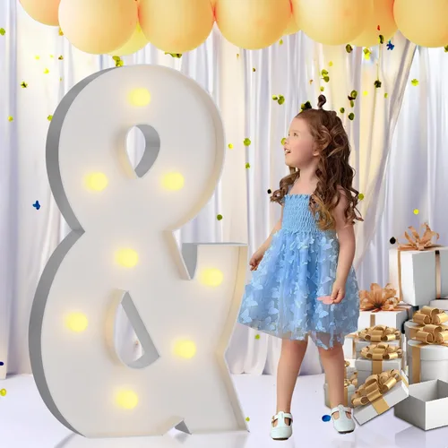 Vista 64 de IMPRSV Letras de mosaico iluminadas de marquesina, 4 pies para globos y fiestas, decoración de kit de arco