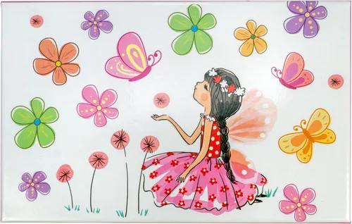 Vista 3 de Joyero musical con diseño de flores y mariposas con collar de hadas
