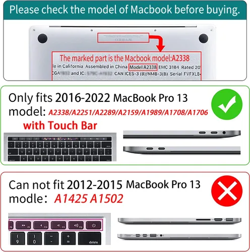 Vista 2 de Teryeefi Funda compatible con MacBook Pro de 13 pulgadas, A2338, M1, M2, A2251, A2289, A2159, A1989, A1706, con Touch Bar (versión 2016-2022)