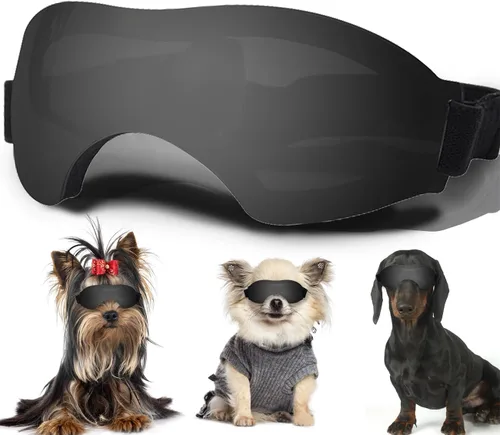 Vista 17 de Gafas de sol para perros pequeños, gafas para perros con correa ajustable, protección UV, adecuadas para perros pequeños Estilo liso-Multicolor