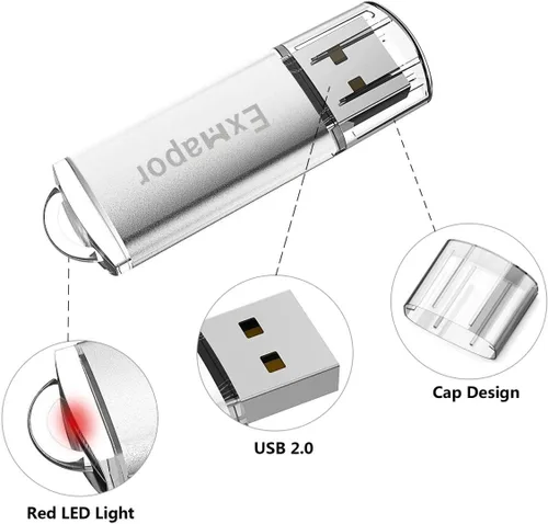 Vista 3 de Unidad flash USB 1GB 5PCS Exmapor Memory Stick Bulk Storage Pen Drive con indicador LED