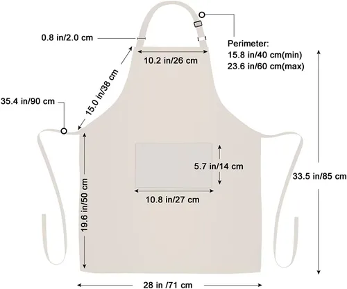 Vista 7 de Jubatus Paquete de 2 delantales 100% algodón con 2 bolsillos para cocinar, cocinero, delantal ajustable para mujeres y hombres, color beige