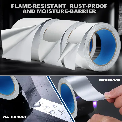 Vista 5 de Cinta adhesiva de papel de aluminio resistente de 3.9 mil, 2 pulgadas x 22 yardas, aislamiento resistente al calor, sellado y parche de alta