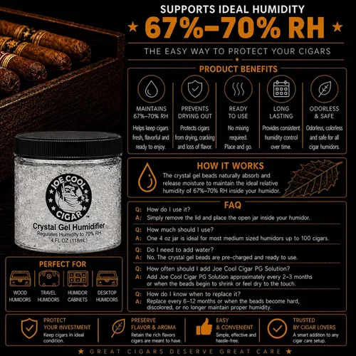 Vista 2 de Joe Cool Cigar Humidificador de gel de cristal para humidores de cigarros - tarro de 4 oz