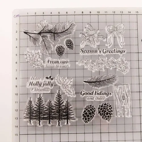 Vista 3 de Merry Christmas Pine Tree Leaves Pinecone Sellos transparentes para la decoración de tarjetas y DIY Scrapbooking 3082609