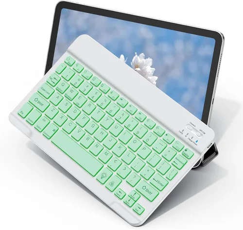 Vista 10 de Teclado Bluetooth inalámbrico para Samsung Galaxy A11+A9+ S10 FE S9 S6 Lite Portátil ultradelgado, recargable tipo C, compatible con Tab S9+ S9