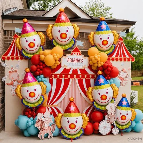 Vista 3 de KatchOn Juego de globos de payaso de 32 pulgadas, paquete de 6, decoraciones de fiesta de circo