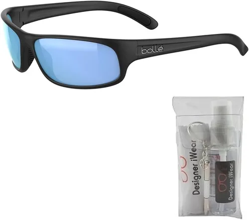Vista 2 de bollé Anaconda - Gafas de sol envolventes de 2.520 in para hombre + paquete con kit de gafas de diseño iWear de cortesía