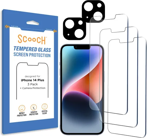 Vista 26 de Scooch Protector de pantalla 5 en 1 para iPhone 11 (paquete de 3) con protector de lente de cámara (paquete de 2) vidrio templado 9H de alta