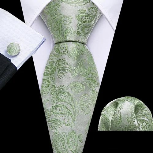 Vista 56 de Barry.Wang - Juego de corbata de seda para hombre, diseño de cachemira, pañuelo y gemelos de bolsillo