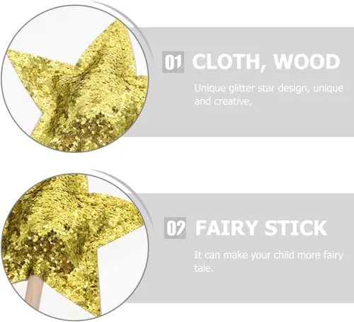 Vista 5 de Kisangel Varita mágica con forma de estrella para niñas, juguetes de fiesta de disfraces de 12.99 pulgadas, accesorios ligeros