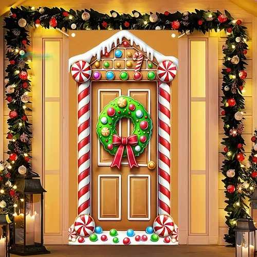 Vista 17 de Cartel de porche con decoración de cachorro de Navidad, trío festivo, Schnauzers en suéteres navideños, perfecto para interiores y exteriores