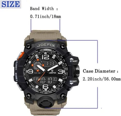 Vista 4 de JOEFOX Digital Men Wrist Watch, Military Tactical Waterproof Analog Quartz Watches for Men, Large Face Dual Display LED Watch, Sports Watches for