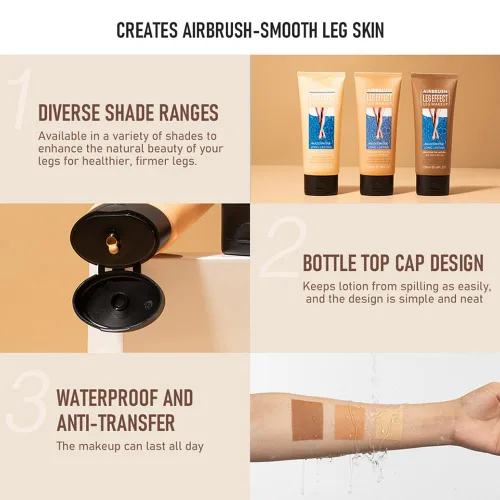 Vista 3 de Maquillaje impermeable con efecto de piernas, de larga duración, cobertura natural de piernas, base corporal para cubrir venas, tatuajes y defectos