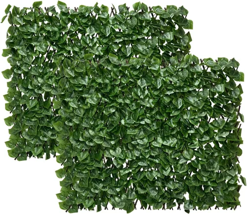 Vista 26 de Pantalla de Privacidad de Cerca Expandible para Balcón, Patio Exterior, Panel Decorativo de Cercado de Hiedra Artificial, Setos Artificiales