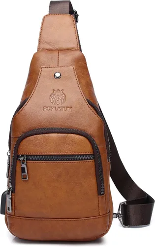 Vista 137 de LUKZIJAES Bolso bandolera de cuero genuino para hombre