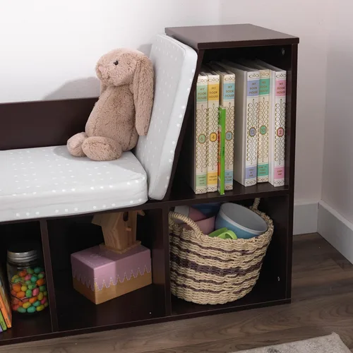 Vista 7 de KidKraft librero con recoveco para lectura, color café espresso