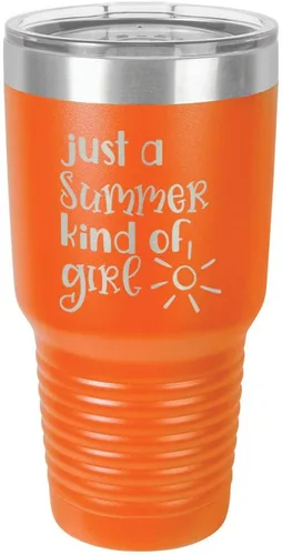 Vista 12 de JUST A SUMMER KIND OF GIRL Vaso de 30 oz con pajita y tapa superior deslizante Taza de viaje de acero inoxidable Comparar con Yeti Rambler