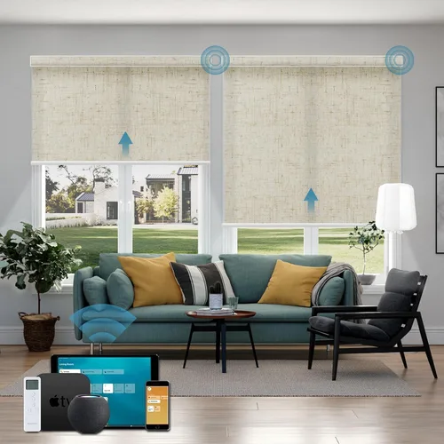 Vista 22 de Cortinas enrollables inteligentes de filtrado de luz motorizadas compatibles con HomeKit, persianas inteligentes para ventanas con 1% de apertura