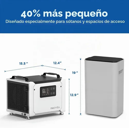 Vista 5 de Deshumidificador comercial de 70 pintas con manguera de drenaje para espacio de arrastre