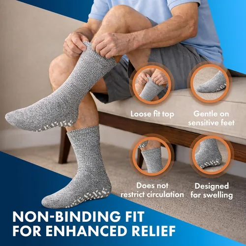 Vista 4 de Debra Weitzner Non-Slip Diabetic Crew & Ankle Socks with Grips, 6 Pairs Non-slip diabetic socks for women & men with grippers, loose-fit