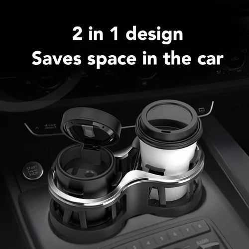 Vista 2 de Expansor de portavasos para automóvil, adaptador extensor de portavasos 2 en 1 con base expandible para automóvil