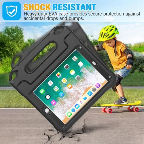 Vista 5 de SUPLIK Funda para niños para iPad de 5ª/6ª generación (9.7 pulgadas, 2017/2018), iPad Air 1 y Air 2 y Pro 9.7 Funda con protector de pantalla, funda