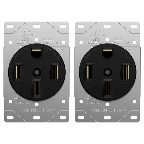 Vista 17 de ENERLITES 50A RV Power Outlet Box, NEMA 14-50R, Black Negro