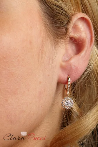 Vista 4 de Pendientes colgantes de 3,49 quilates de corte redondo ideales VVS1 sin conflictos con halo solitario genuinos Moissanita unisex de diseño