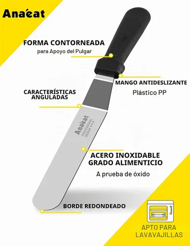Vista 5 de Anaeat Espátula de glaseado, espátula profesional para tartas angulada y desplazada con hoja de acero inoxidable de 10 pulgadas - Cuchillo de Hoja
