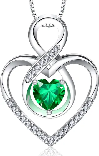 Vista 14 de RIVIKO Collar con símbolo de corazón infinito para mujer, plata de ley 925, dije de corazón de amor, día de la madre, aniversario, cumpleaños