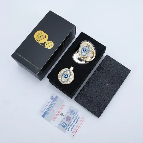 Vista 8 de Juego de chupete y clip de ojo malvado de ojo dorado y plateado, sin BPA, seguro, diseño único, regalo ideal para baby show recién nacido