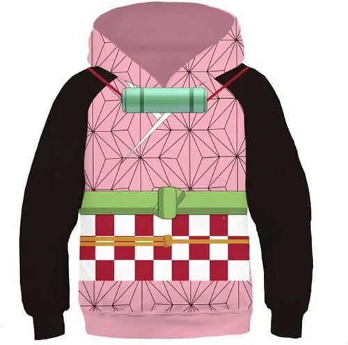 Vista 7 de DENCTORAM Kamado Tanjiro - Sudadera con capucha para niños, diseño de anime Kamado Nezuko Cosplay