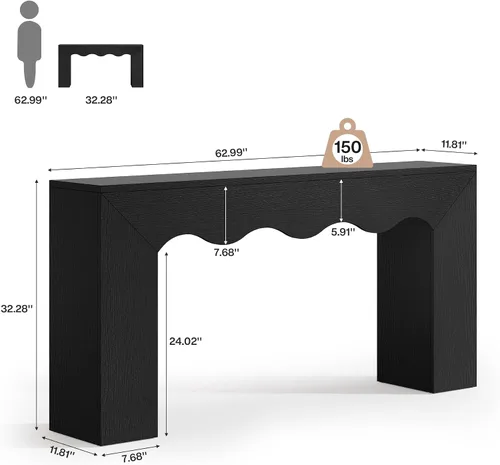 Vista 2 de Tribesigns Mesa consola de granja de 63 pulgadas, mesa de sofá de madera detrás del sofá con almacenamiento, estación de sofá de entrada larga