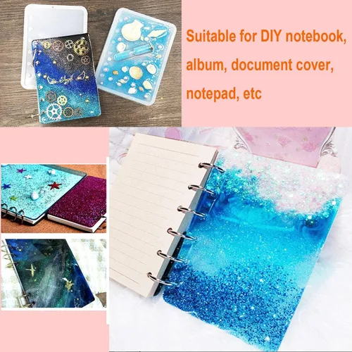 Vista 3 de 2 unids/set A5 A7 cuaderno forma arte decorativo resina de silicona para DIY cubierta de bloc de notas de cristal