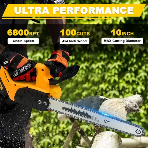 Vista 6 de Motosierra eléctrica inalámbrica, motosierra de 12 pulgadas para batería Makita de 18 V, incluye 2 baterías de 4000 mAh y cargador, sierra de cadena