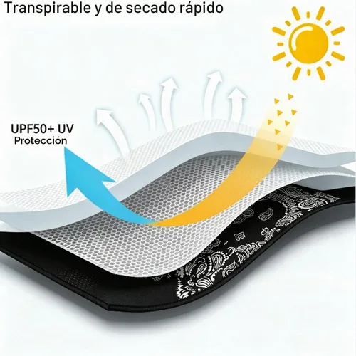 Vista 5 de Pasamontañas para esquí, forro para braga de cuello de casco de motocicleta, media máscara de secado rápido 01 Paisley-negro
