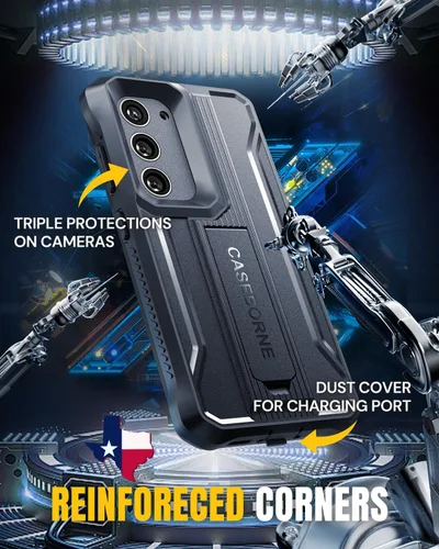Vista 6 de CaseBorne Compatible con Samsung Galaxy S23, resistente funda protectora multicapa de cuerpo completo con soporte, sin pantalla