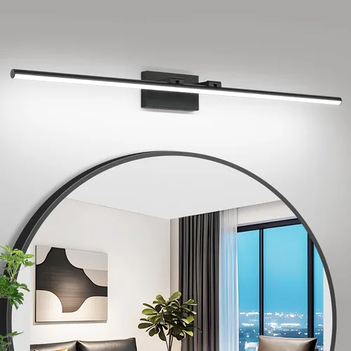 Vista 20 de Lámpara LED para tocador de baño, moderna lámpara de baño sobre el espejo (blanco frío 6000 K), barra de luz de tocador con ángulo ajustable, 24